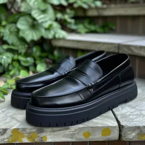 Black Leather Burgos Driving Loafers