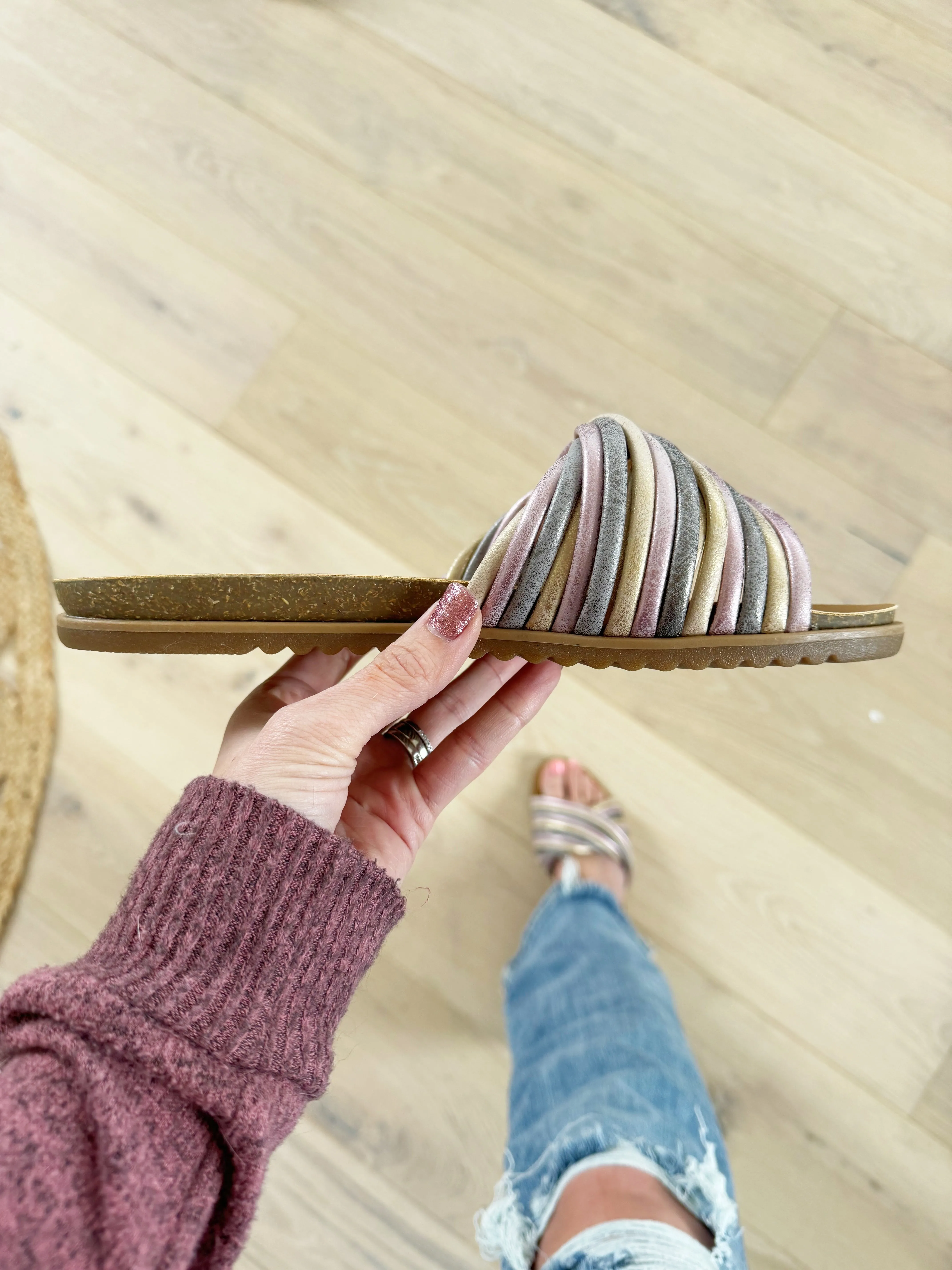 Blowfish Destination Sandals in Pretty Pink, Gold, and Pewter (SALE)