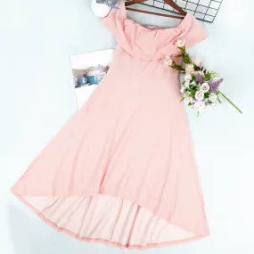 Casual Off Shoulder High Low Tunic Dress