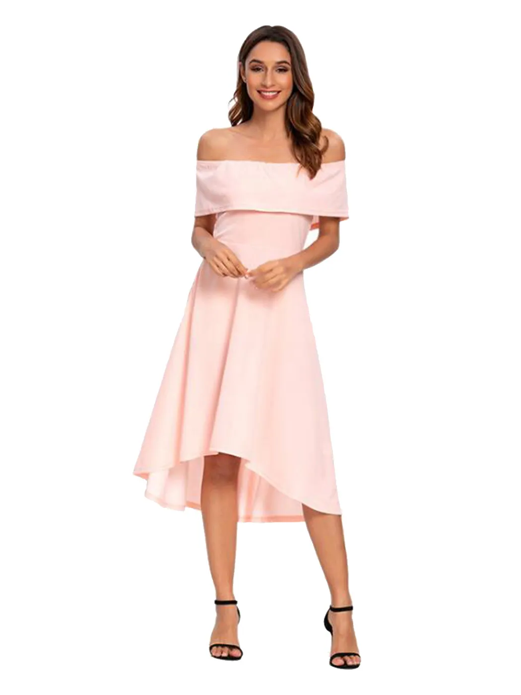 Casual Off Shoulder High Low Tunic Dress