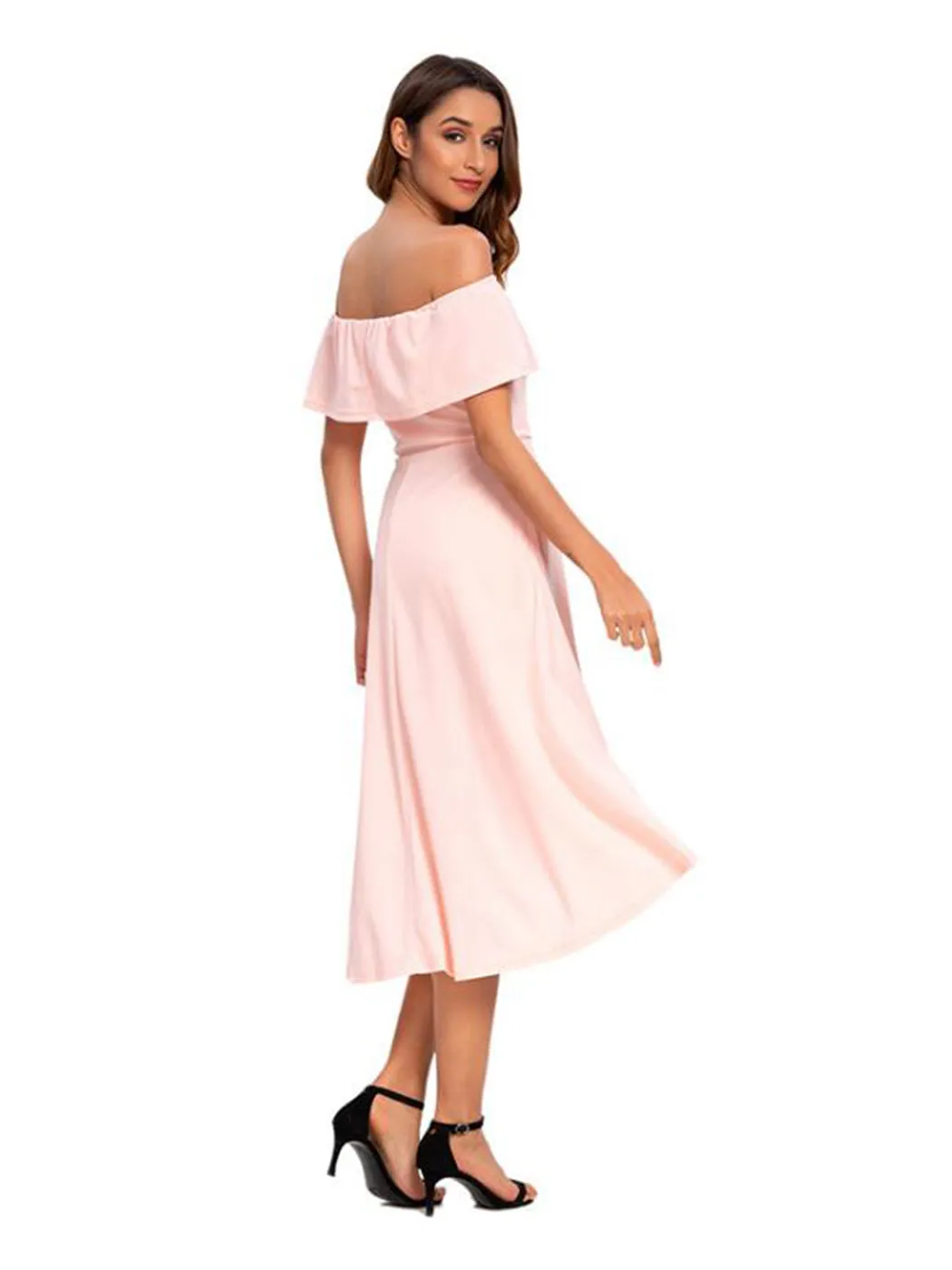 Casual Off Shoulder High Low Tunic Dress