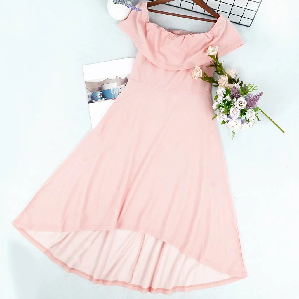 Casual Off Shoulder High Low Tunic Dress