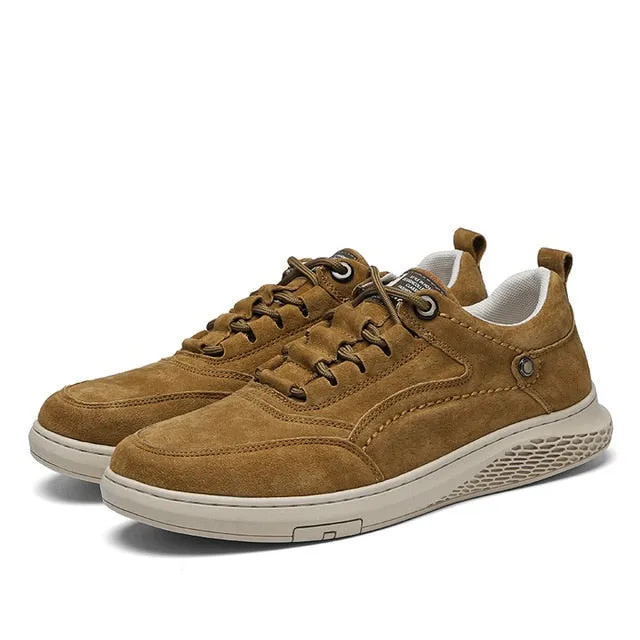 Fashion Men Shoes Genuine Leather Loafers Breathable  lace up comfortable Oxfords Casual Shoes Men Sneakers shoes Bigger Size 46