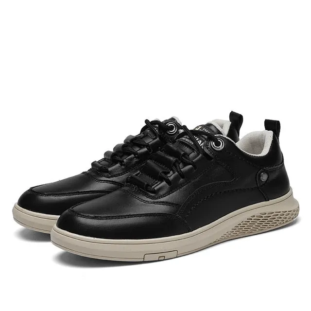 Fashion Men Shoes Genuine Leather Loafers Breathable  lace up comfortable Oxfords Casual Shoes Men Sneakers shoes Bigger Size 46