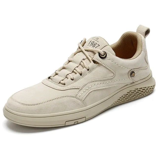 Fashion Men Shoes Genuine Leather Loafers Breathable  lace up comfortable Oxfords Casual Shoes Men Sneakers shoes Bigger Size 46