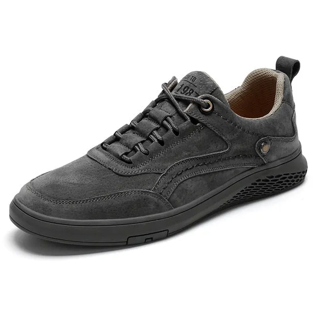 Fashion Men Shoes Genuine Leather Loafers Breathable  lace up comfortable Oxfords Casual Shoes Men Sneakers shoes Bigger Size 46