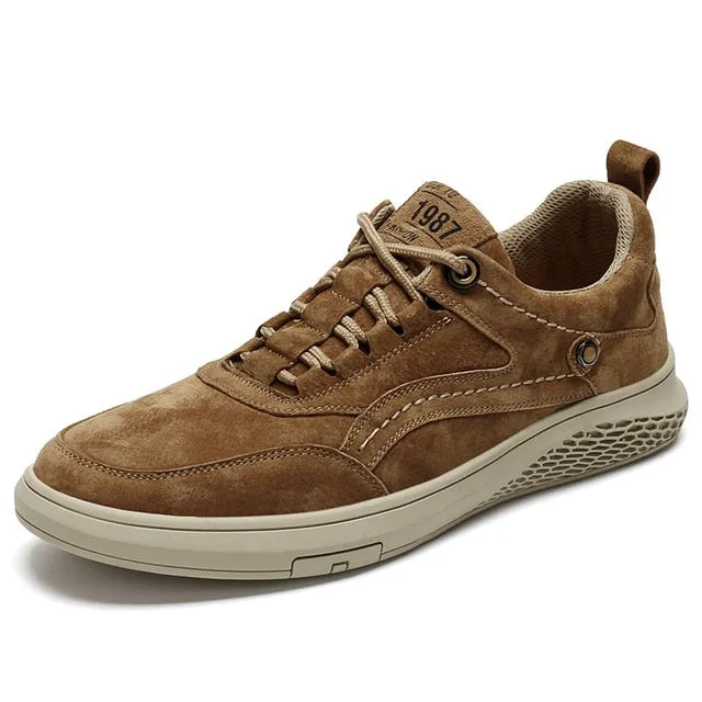 Fashion Men Shoes Genuine Leather Loafers Breathable  lace up comfortable Oxfords Casual Shoes Men Sneakers shoes Bigger Size 46