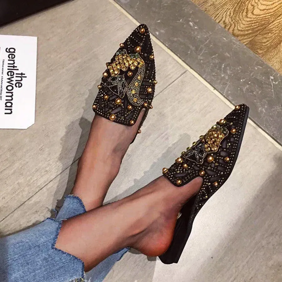 Flat Bottom Breathable Pointed Toe Comfortable And Elegant Slippers