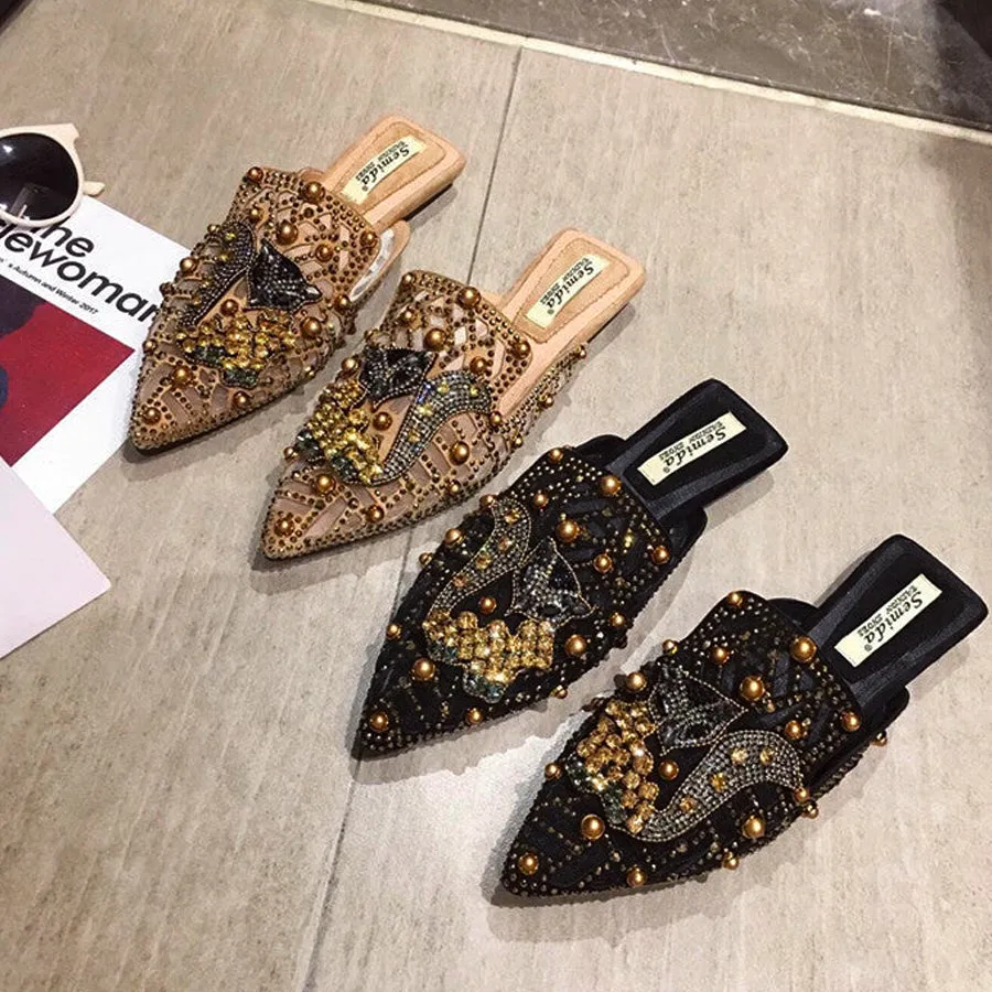 Flat Bottom Breathable Pointed Toe Comfortable And Elegant Slippers