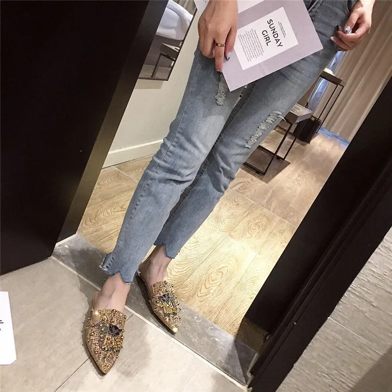Flat Bottom Breathable Pointed Toe Comfortable And Elegant Slippers
