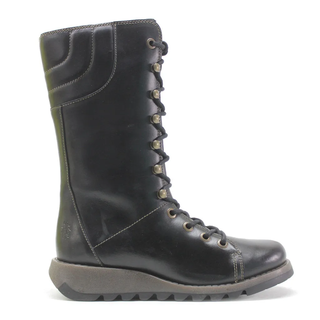 Fly London Ster768Fly Rug Leather Women's Wedge Mid Calf Boots