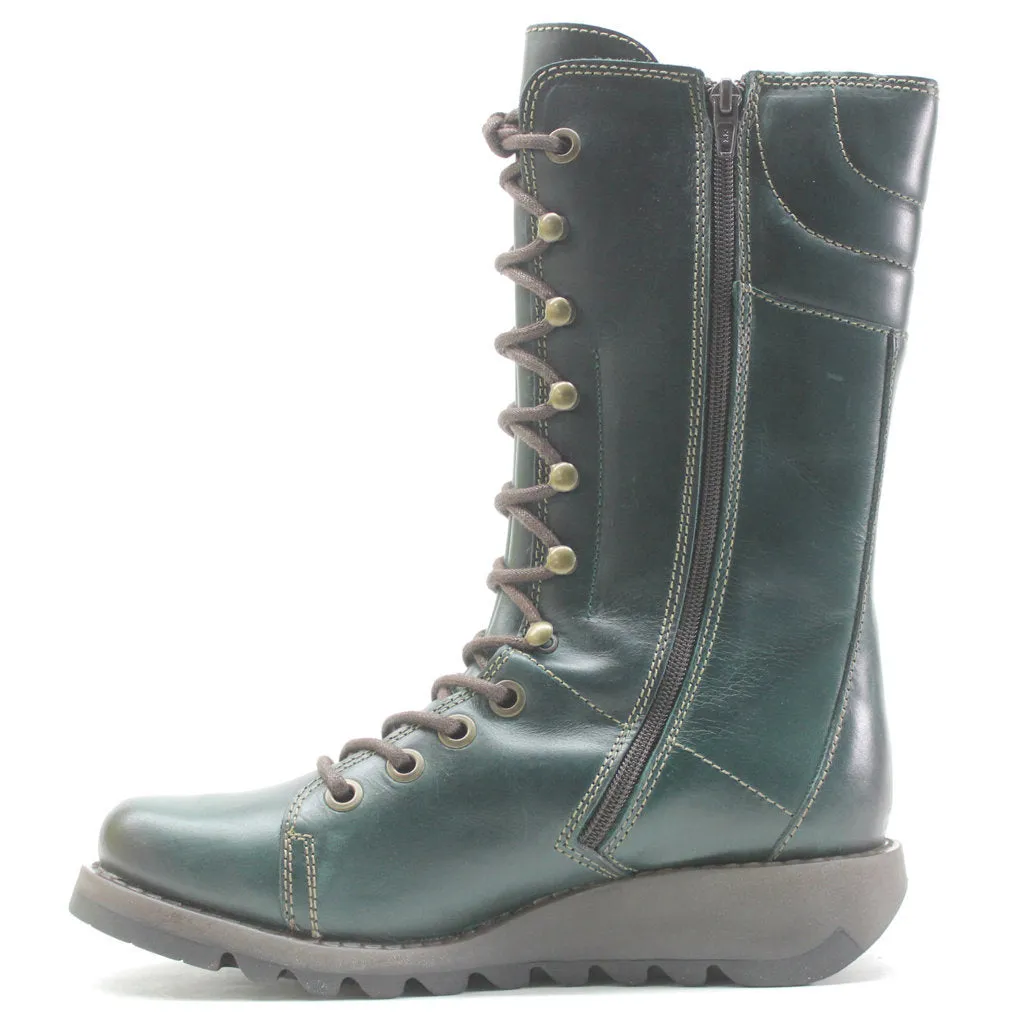 Fly London Ster768Fly Rug Leather Women's Wedge Mid Calf Boots