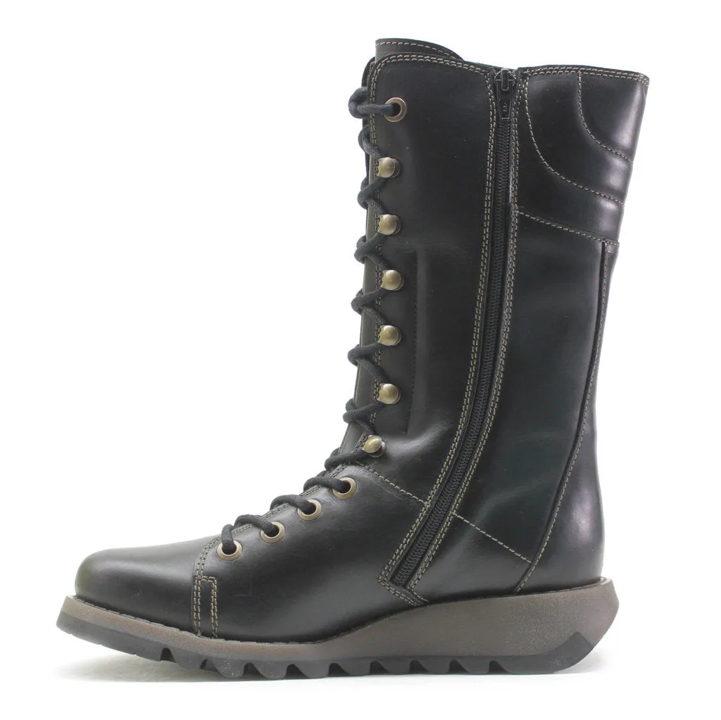 Fly London Ster768Fly Rug Leather Women's Wedge Mid Calf Boots