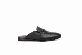 FOOT FEDERATION HORSEBIT MOC-TOE MEN'S LEATHER SLIPPER NAVY BLUE