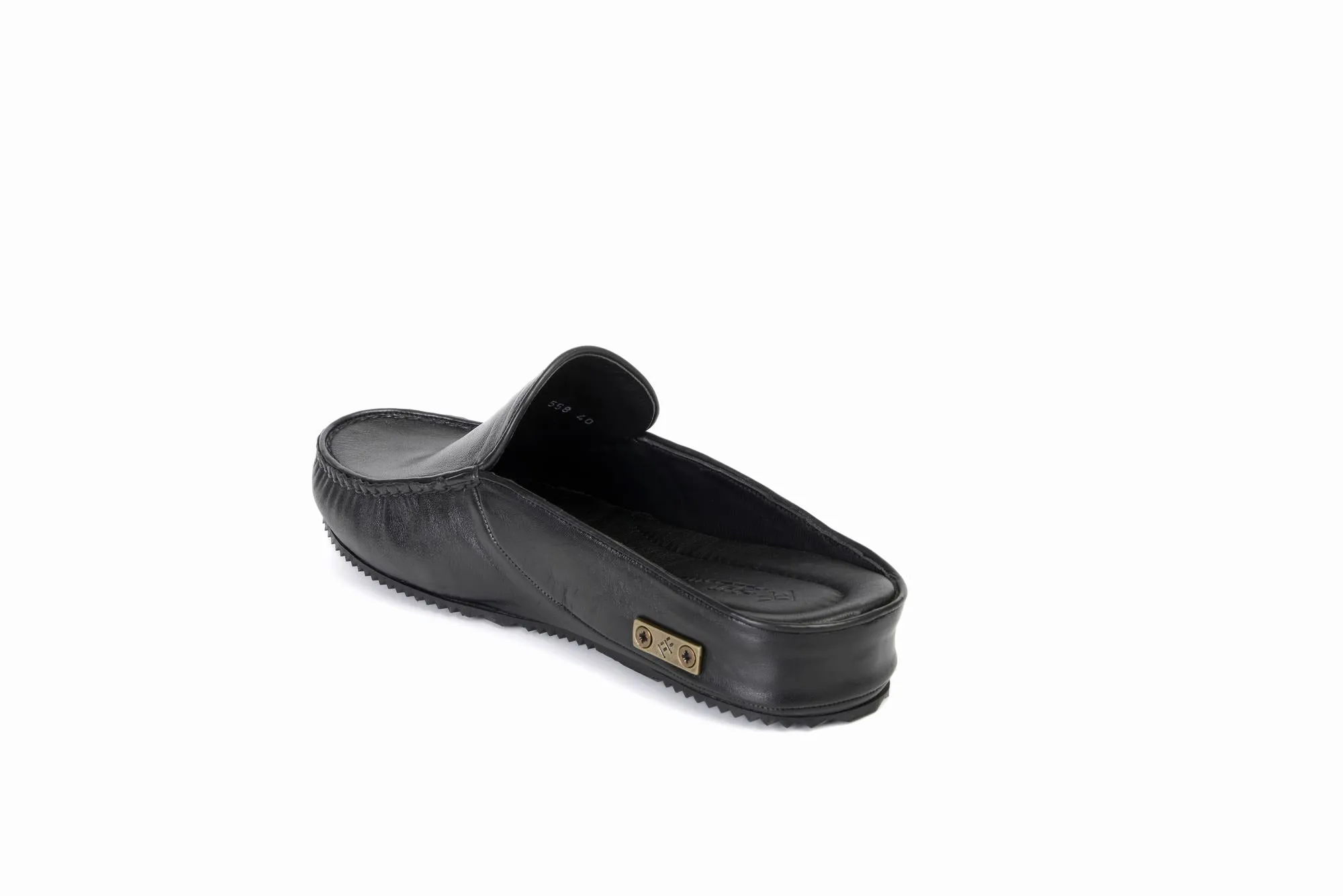 FOOT FEDERATION MOC-TOE MEN'S LEATHER SLIPPER BLACK