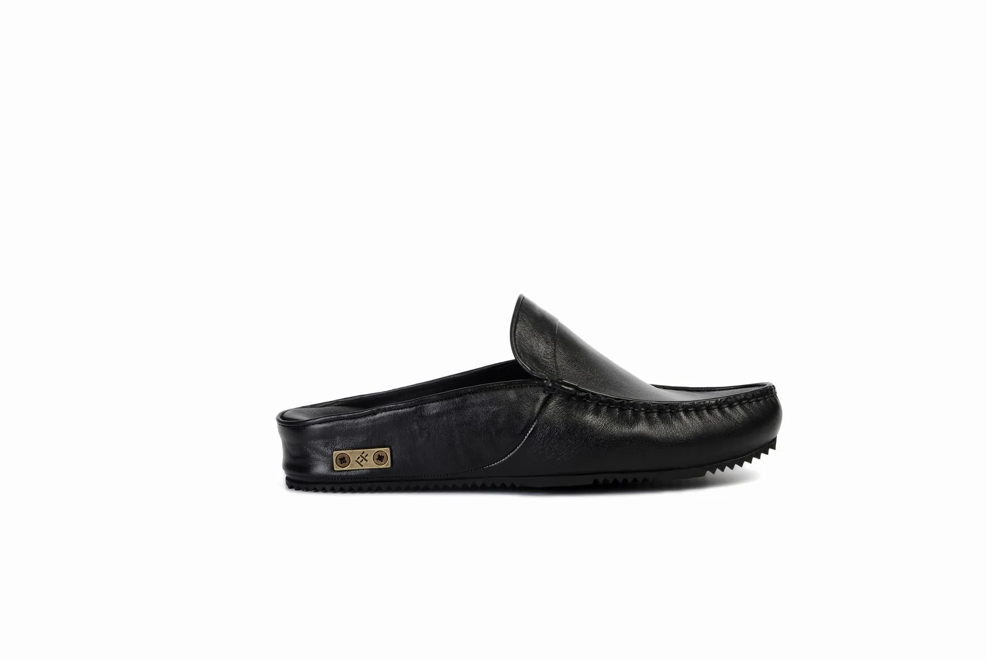 FOOT FEDERATION MOC-TOE MEN'S LEATHER SLIPPER BLACK