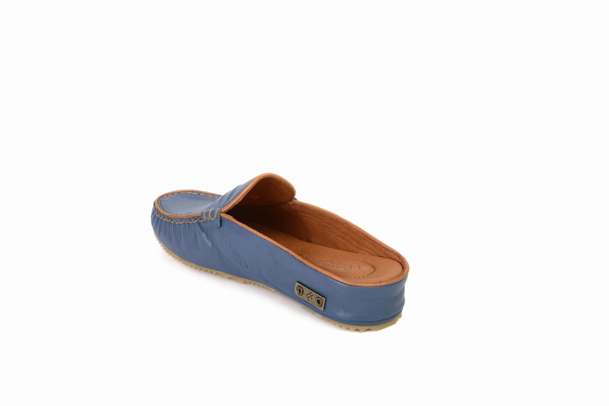 FOOT FEDERATION MOC-TOE MEN'S LEATHER SLIPPER BLUE