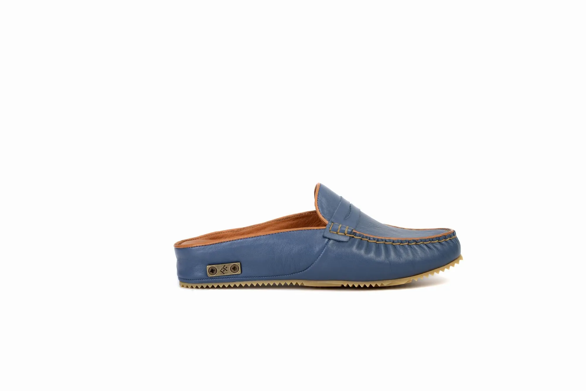 FOOT FEDERATION MOC-TOE MEN'S LEATHER SLIPPER BLUE