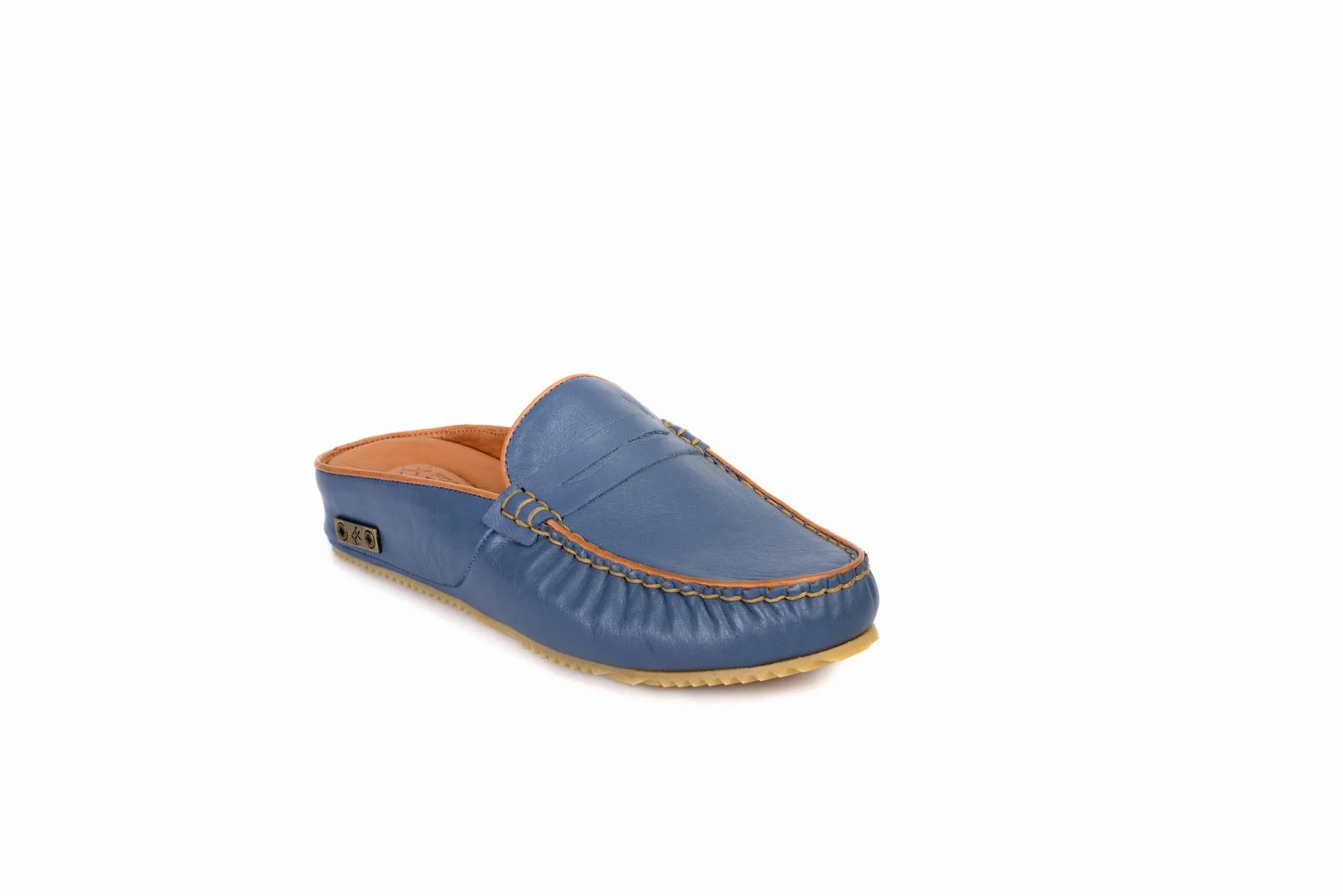 FOOT FEDERATION MOC-TOE MEN'S LEATHER SLIPPER BLUE