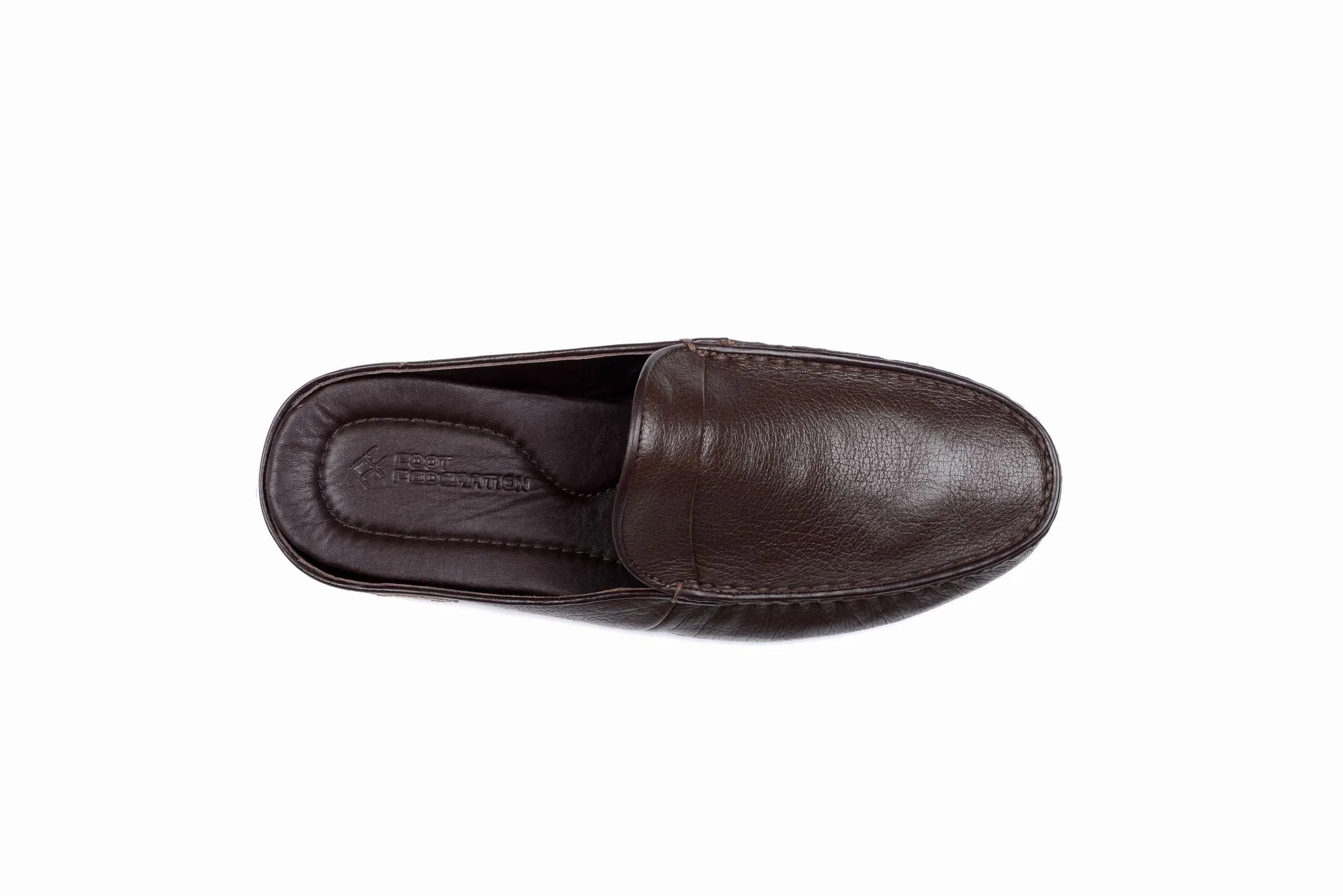 FOOT FEDERATION MOC-TOE MEN'S LEATHER SLIPPER BROWN