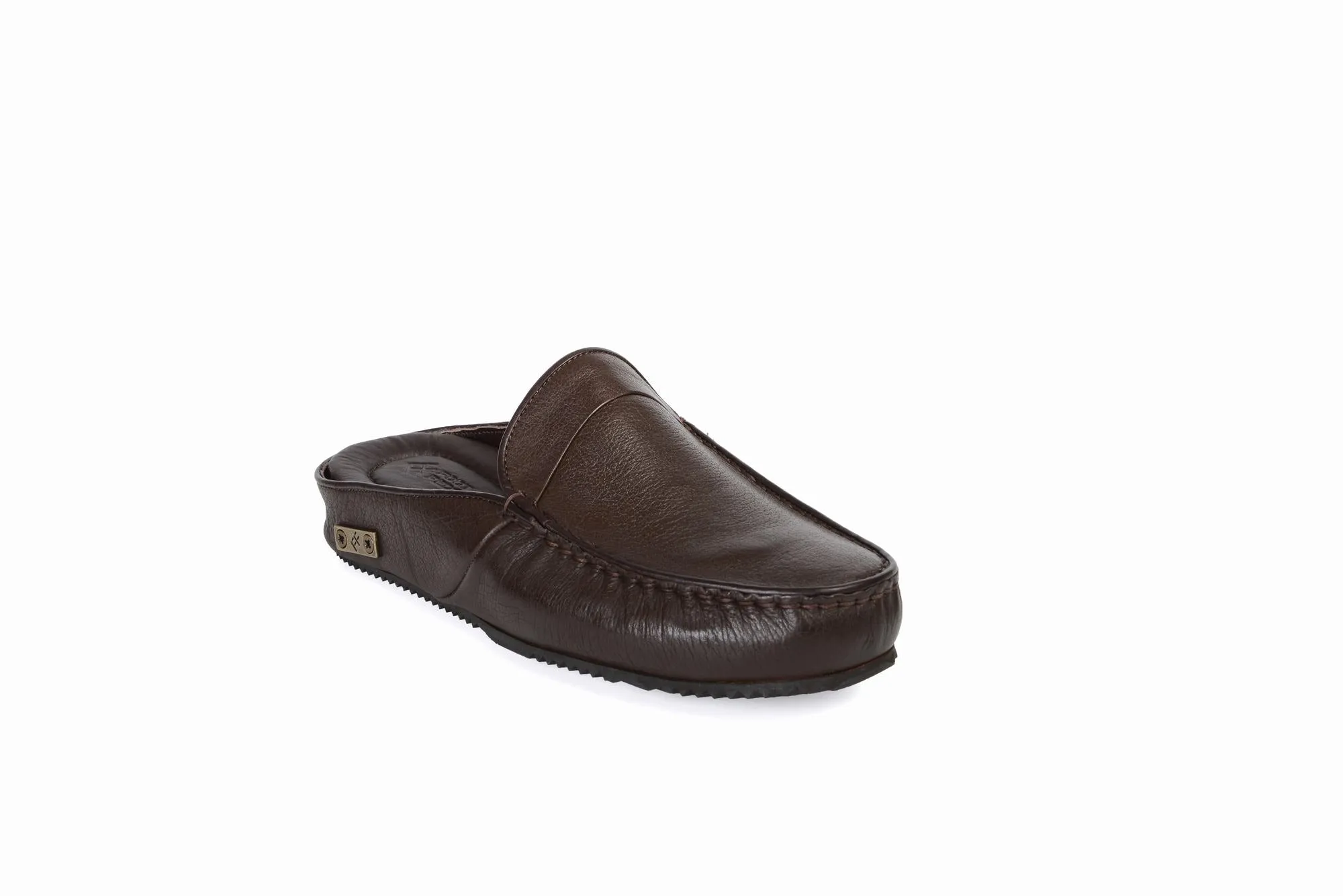 FOOT FEDERATION MOC-TOE MEN'S LEATHER SLIPPER BROWN