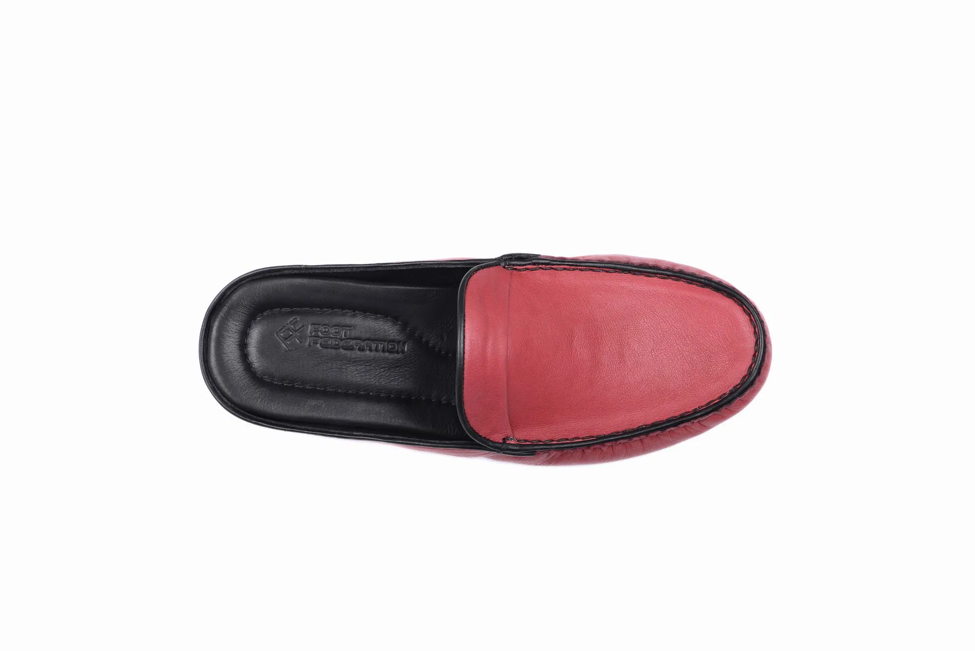 FOOT FEDERATION MOC-TOE MEN'S LEATHER SLIPPER U.S FLAG RED