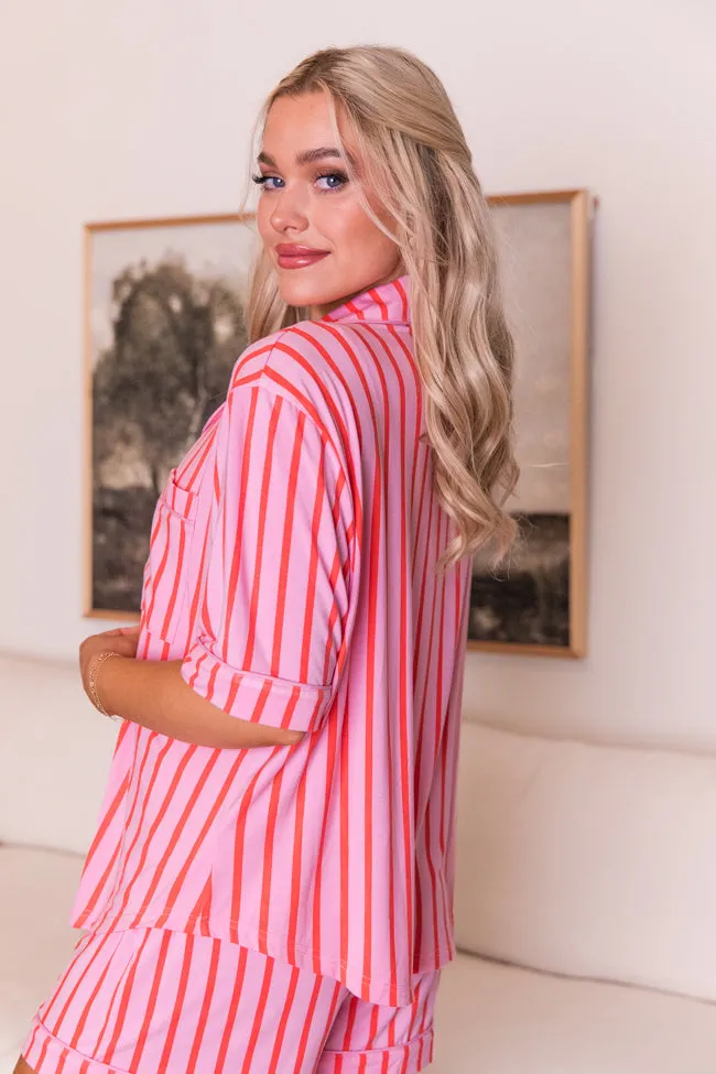 Good To Get Away In Pinstripe Parade Stripe Pajama Top