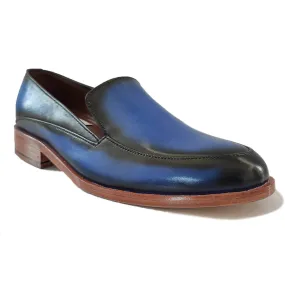 Kara Zini Handmade Women  Blue Patina Leather Loafers