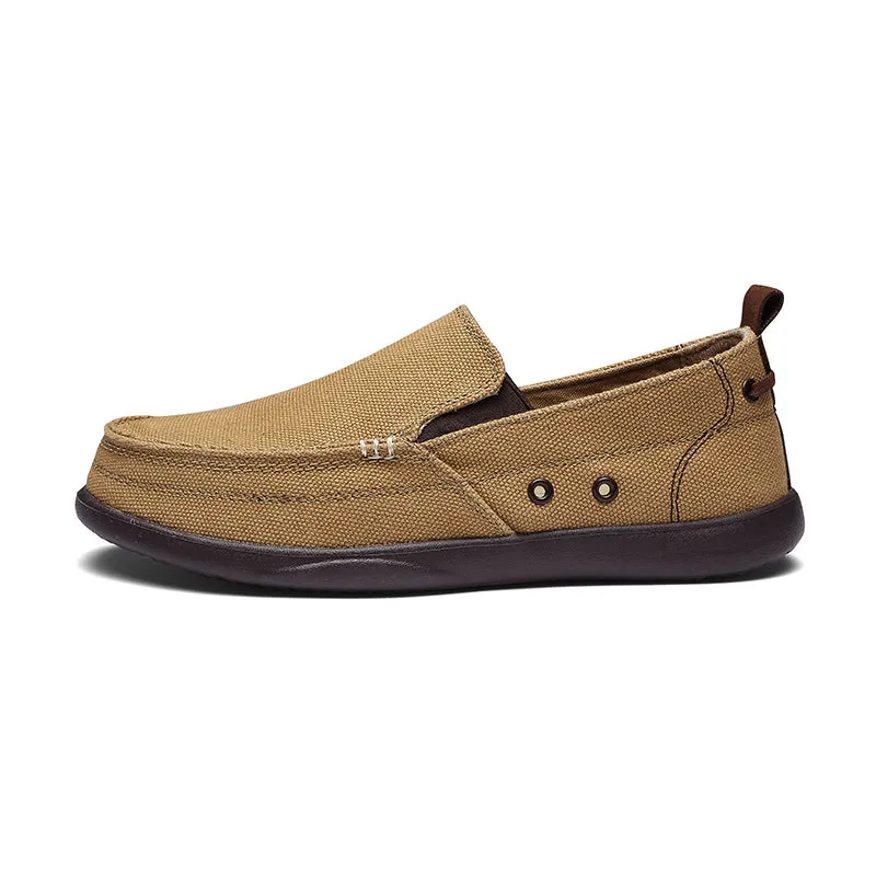Mens Canvas Shoes Vintage Slip-on Loafers Flat Boat Shoes | runandup