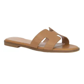 Nicole - Square Toe Casual Flat Slippers, Lightly Padded Insole, Open Square Toe Design, Comfortable & Relaxed Footwear for Everyday Wear
