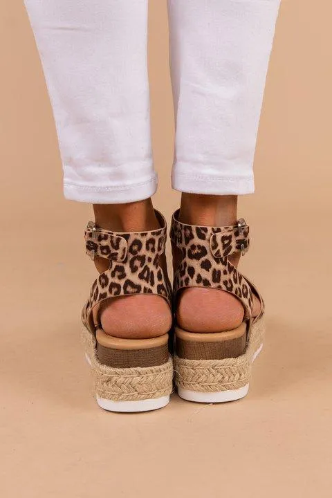 On Display Brown Leopard Espadrille Sandals
