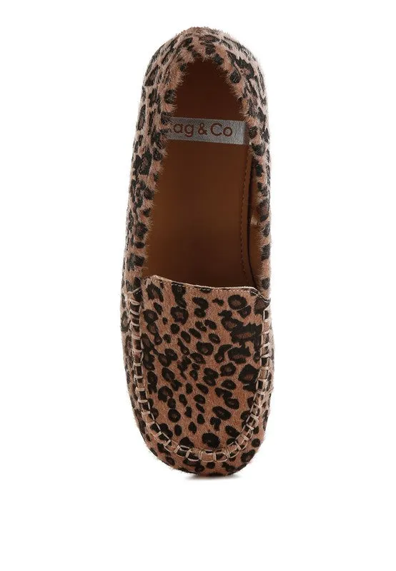 Paboa Leopard Print Flat Loafers