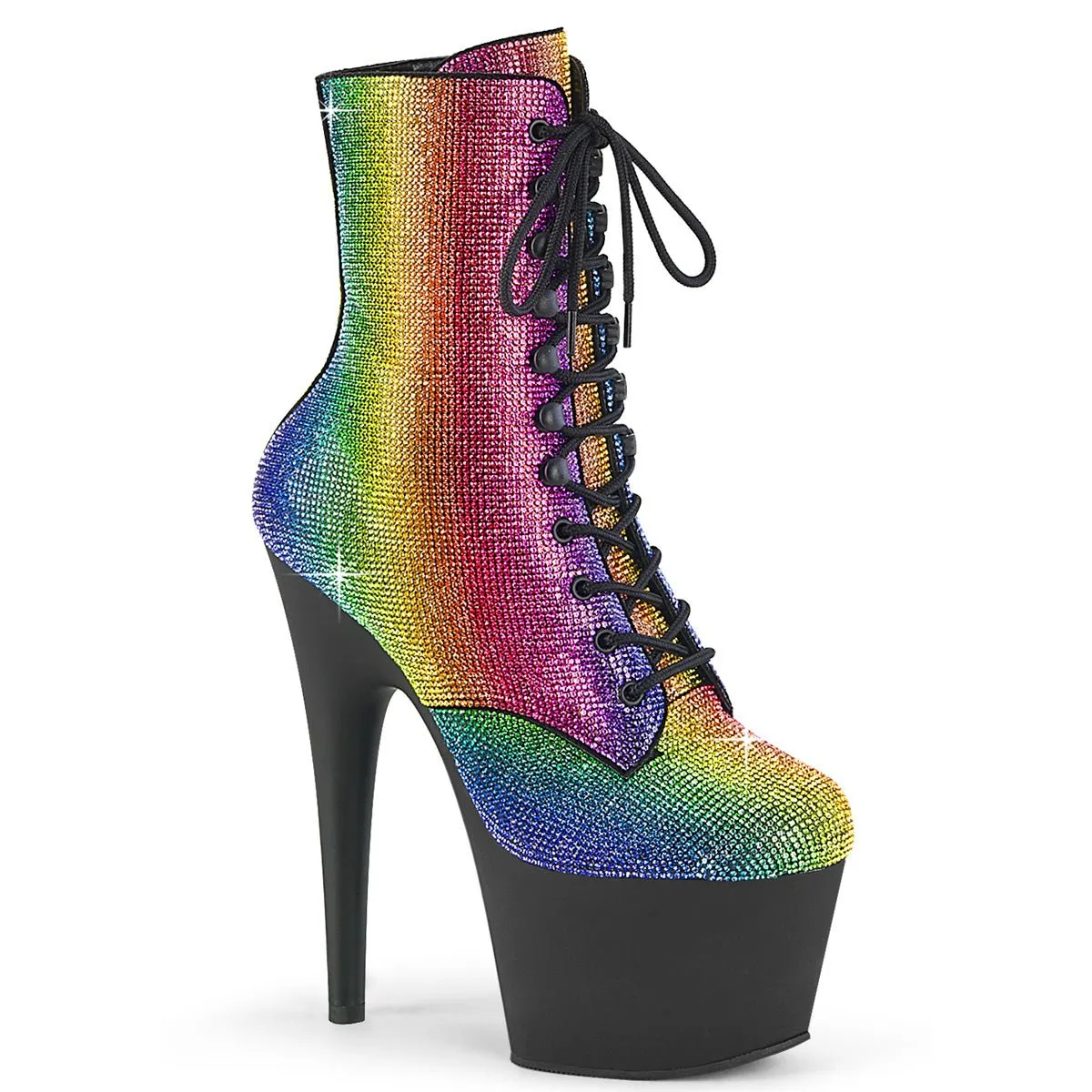Pleaser Adore 1020RS Womens 7" Heel, Platform Front Lace Pole Dance Ankle Boots