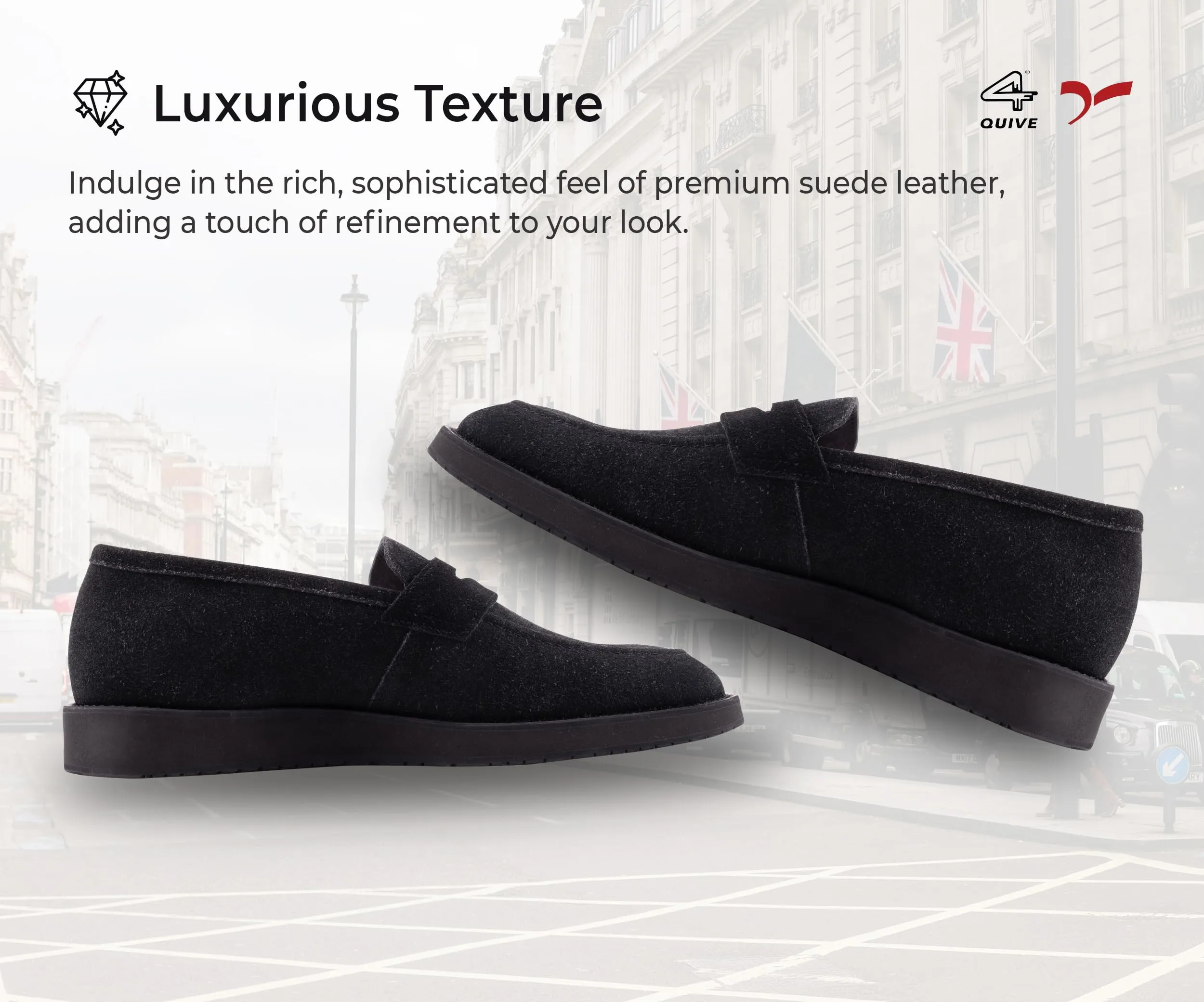 QUIVE LONDON Loafers Suede Leather Moccasins