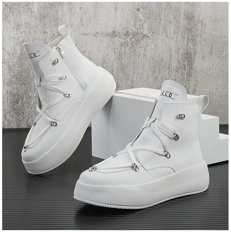 Stylish Leather High Sneakers