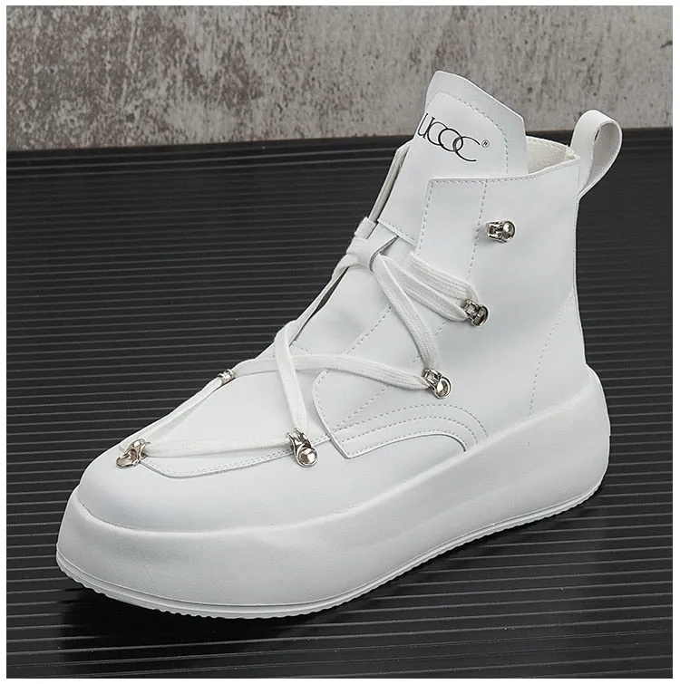 Stylish Leather High Sneakers
