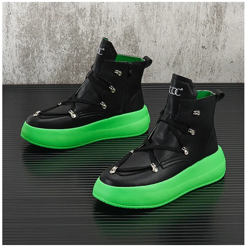 Stylish Leather High Sneakers