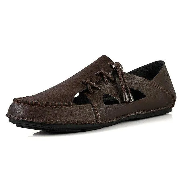 Summer Soft Leather Breathable Casual Lazy Flat Men's Sandals