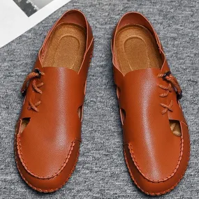 Summer Soft Leather Breathable Casual Lazy Flat Men's Sandals