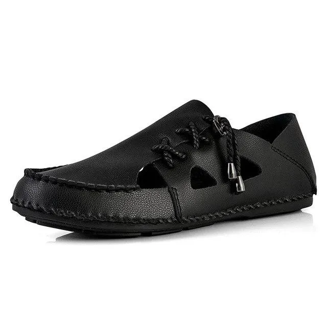 Summer Soft Leather Breathable Casual Lazy Flat Men's Sandals