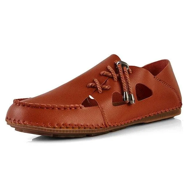 Summer Soft Leather Breathable Casual Lazy Flat Men's Sandals