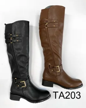 TA203 LADIES LONG FAUX LEATHER WINTER BOOTS