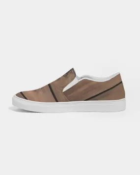 Women's Athletic Sneakers, Wood Plank Print Slip-On Canvas Shoes